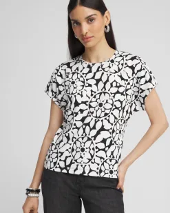 Discount Abstract Bat Wing Sleeve Tee Tops