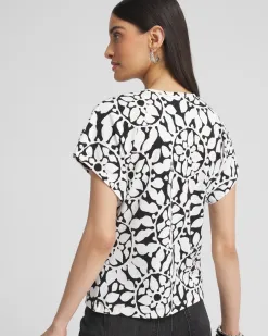Discount Abstract Bat Wing Sleeve Tee Tops