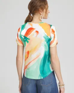 Store Abstract Cold Shoulder Tee Tops
