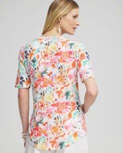 Flash Sale Abstract Notch Neck Tee Tops