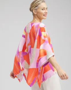 Hot Abstract Print Poncho Tops