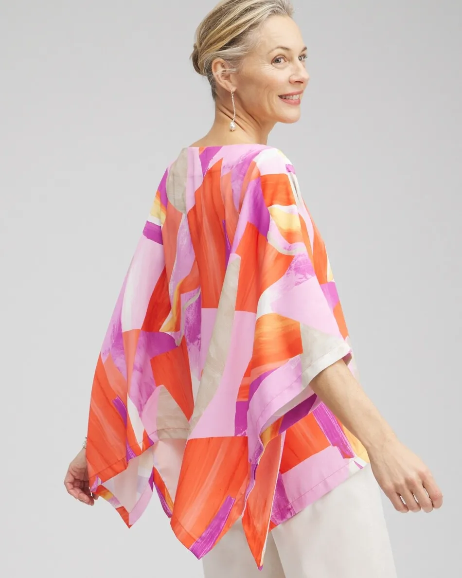 Hot Abstract Print Poncho Tops