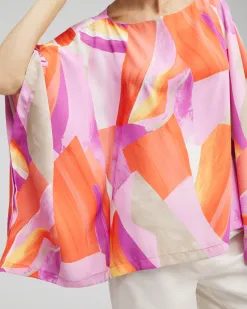 Hot Abstract Print Poncho Tops