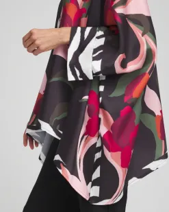 Flash Sale Animal Border Trim Button Poncho Tops | Ponchos & Ruanas
