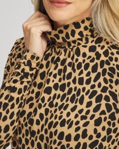 Online Animal Print Banded Hem Top Tops