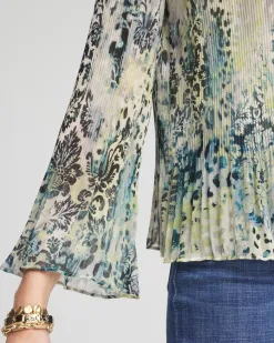Best Animal Print Pleated Blouse Tops | Blouses & Shirts