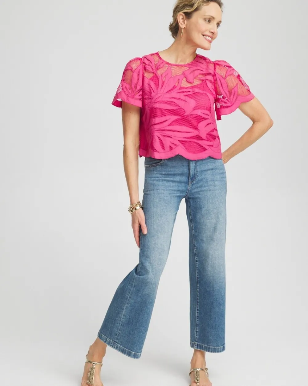 Flash Sale Applique Cut Work Top Tops