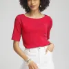 Discount Bateau Neck Tee Tops
