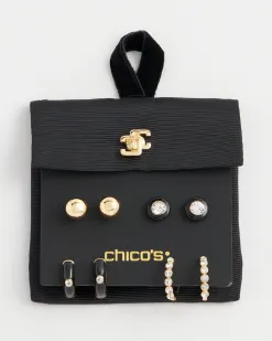 Outlet Black & Gold Earrings Gift Set Earrings