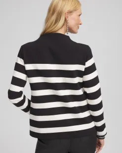 Outlet & White Striped Mock Neck Top Tops