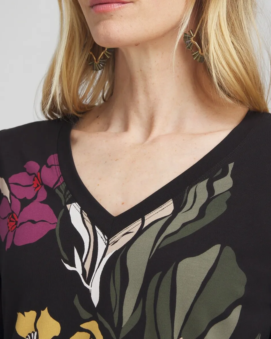 Discount Blooms Print 3/4 Sleeve Perfect Tee Tops