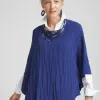 Best Boat Neck Cuffed Sweater Poncho Tops