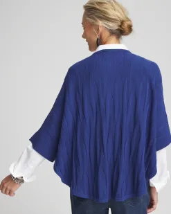 Best Boat Neck Cuffed Sweater Poncho Tops