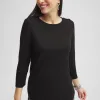 Store Button Trim Ribbed Tunic Tops
