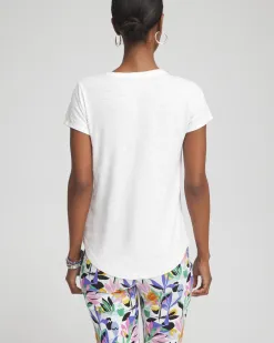 Outlet Cap Sleeve V-neck Tee Tops