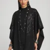 Cheap Cashmere Blend Sequin Ruana Tops | Ponchos & Ruanas