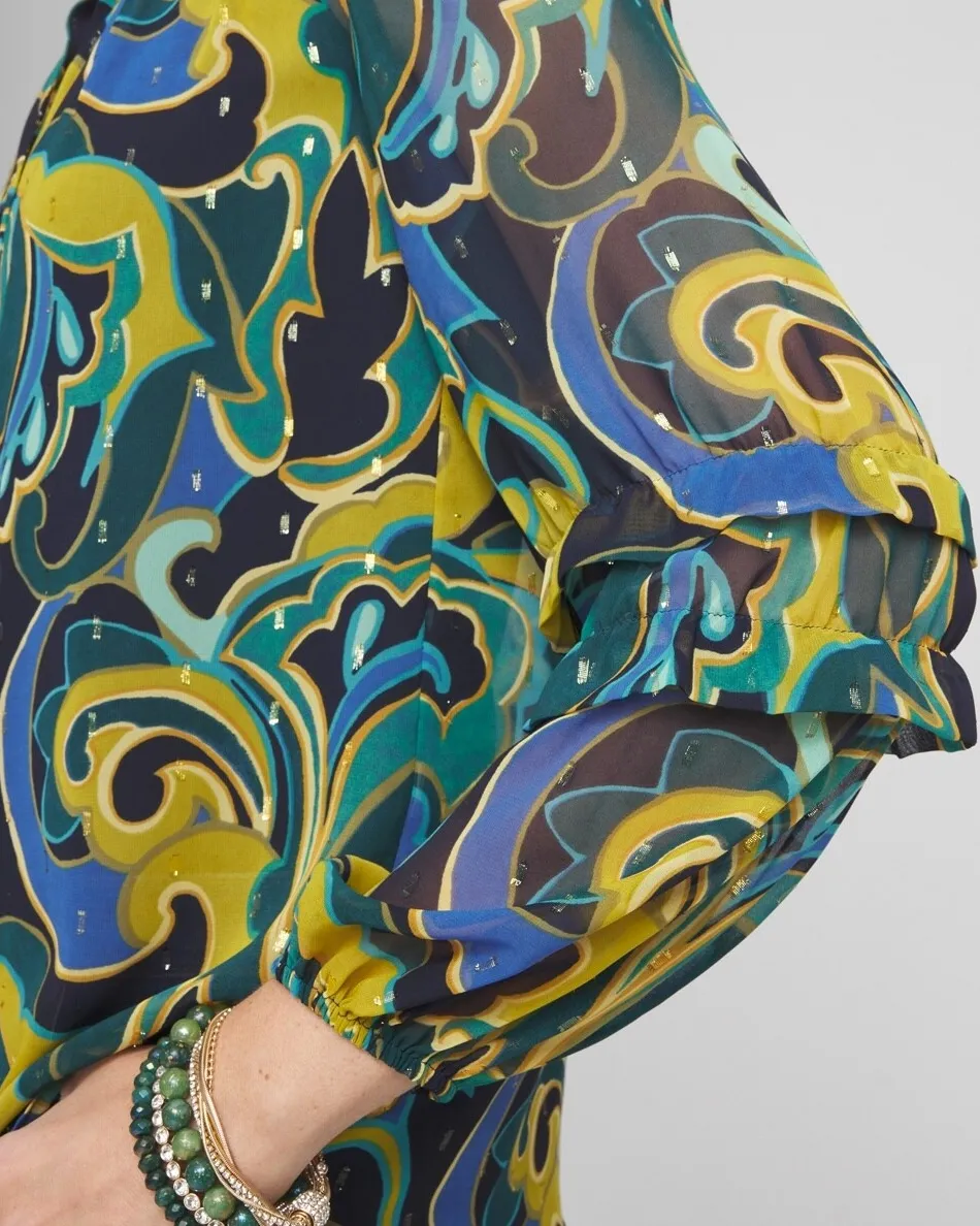 Best Sale Chiffon Clip Dot Swirl Print Blouse Tops | Blouses & Shirts