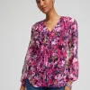 Cheap Chiffon Floral Ruffle Blouse Tops