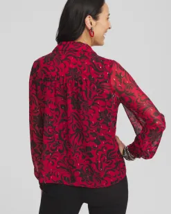 Outlet Chiffon Ruffle Neck Blouse Tops | Blouses & Shirts