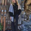 Hot Colorblock Lurex Ruana Ponchos & Ruanas