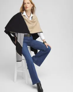 Hot Colorblock Lurex Ruana Ponchos & Ruanas