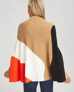 Fashion Colorblock Sweater Cape Tops | Ponchos & Ruanas