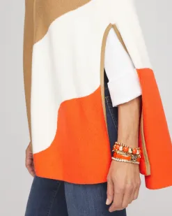 Fashion Colorblock Sweater Cape Tops | Ponchos & Ruanas