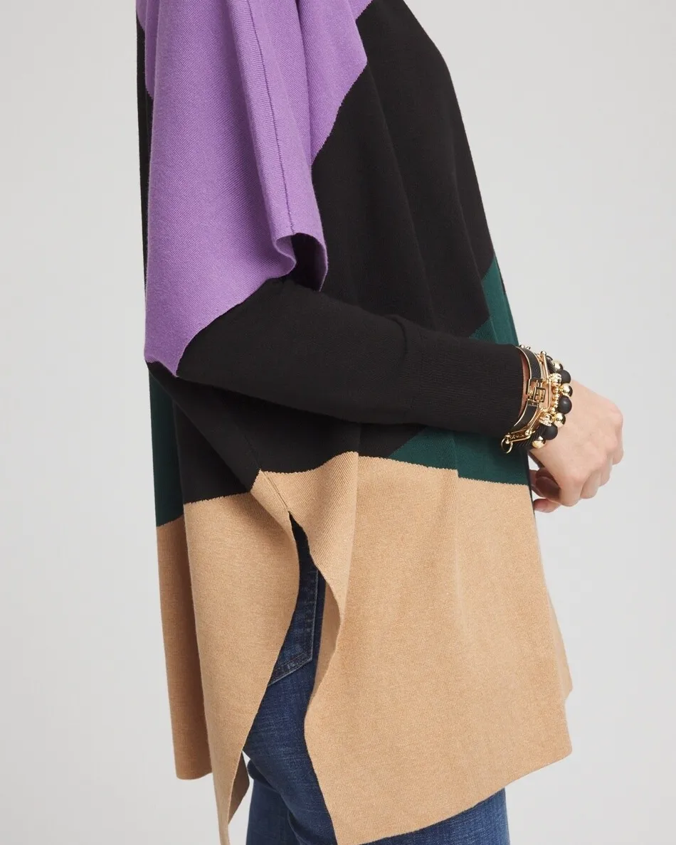 Best Colorblock Sweater Ruana Tops | Ponchos & Ruanas