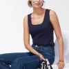 Cheap Contour Cotton™ Navy Square Neck Tank Tops