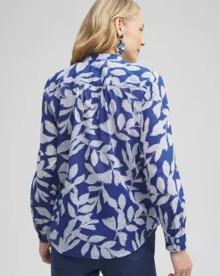 Online Cotton Leaf Print Shirt Tops