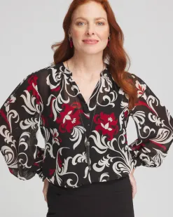 Outlet Crinkle Chiffon Floral Blouse Tops | Blouses & Shirts
