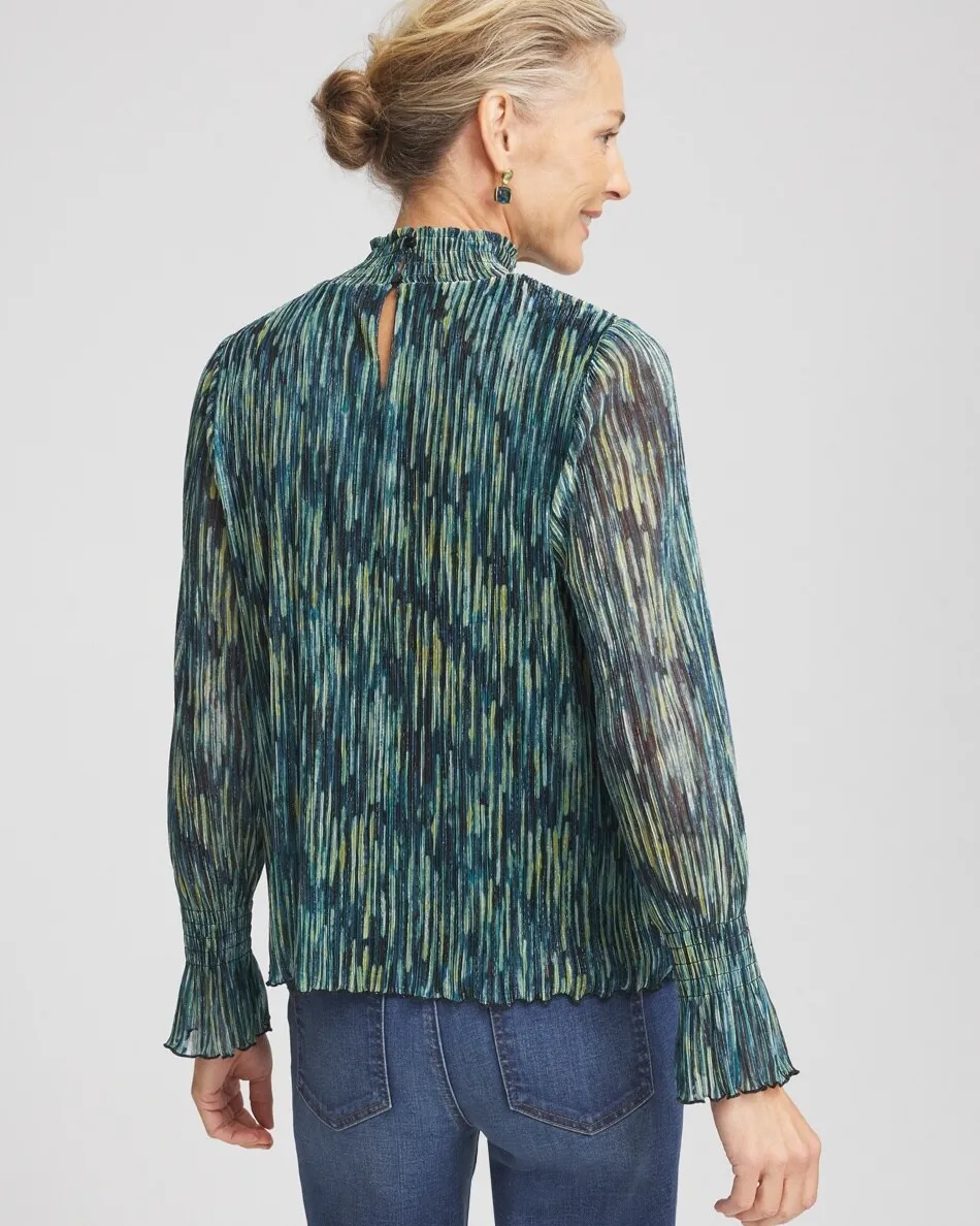 Shop Crinkle Shine Mock-Neck Top Tops