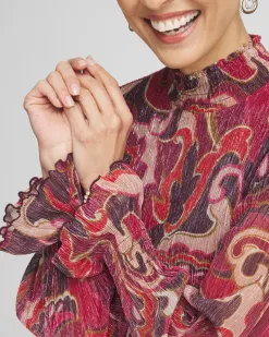 Shop Crinkle Shine Mock-Neck Top Tops | Tees