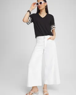 Outlet Crochet Trim Tee Tops