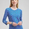 Cheap Dot Print 3/4 Sleeve Button Tee Tops
