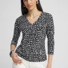 Sale Dot Print 3/4 Sleeve Perfect Tee Tops