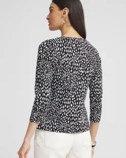 Sale Dot Print 3/4 Sleeve Perfect Tee Tops