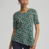 Discount Dots Asymmetrical Elbow Sleeve Tee Tops