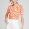 Online Dots Gathered Elbow Sleeve Tee Tops