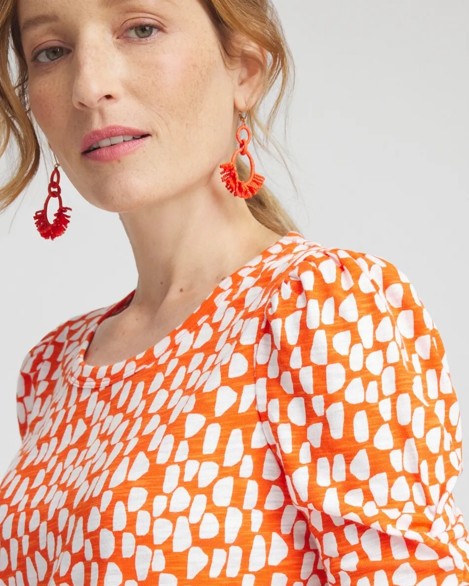 Online Dots Gathered Elbow Sleeve Tee Tops