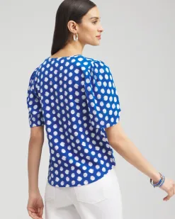 Store Dots Gauze Flutter Sleeve Top Tops