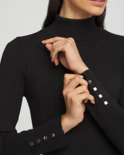 Flash Sale Ecovero™ Button Cuff Turtleneck Sweater Sweaters
