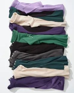 Flash Sale Ecovero™ Button Cuff Turtleneck Sweater Sweaters