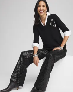 Shop Embellished Built-In Shirt Knit Sweater Sweaters