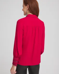 Flash Sale Embellished Cuffs Button Front Shirt Tops | Blouses & Shirts