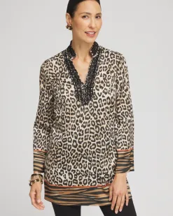 Clearance Embellished Mixed Animal Print Kurta Top Tops | Blouses & Shirts