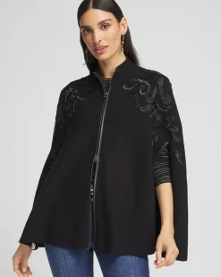 Outlet Embellished Zip Front Cape Ponchos & Ruanas
