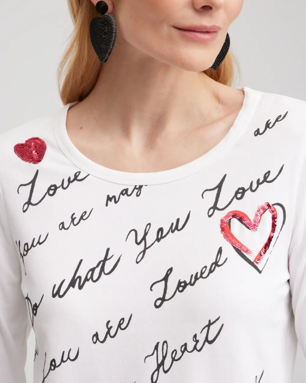 Fashion Embroidered Love Note Tee Tops