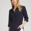 Best Embroidered Roll Tab Tunic Tops