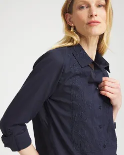 Best Embroidered Roll Tab Tunic Tops